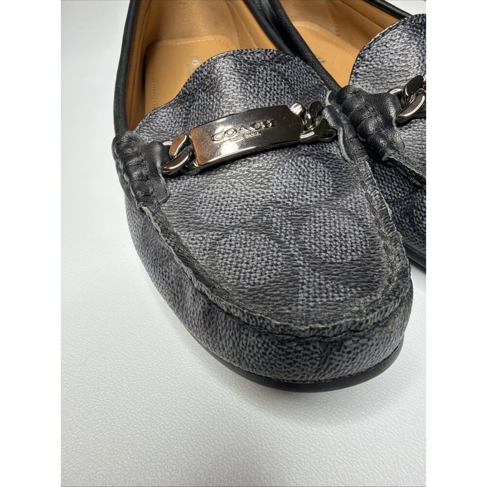 COACH Signature Olive 6.5B Jacquard Black & Smoke Women's Driving Loafer Logo - Picture 3 of 10